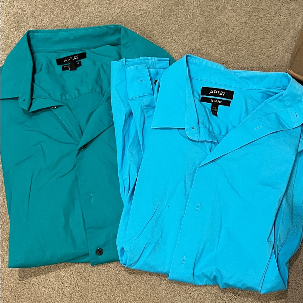 Apt. 9 Men's Casual Teal and Light Blue Shirts